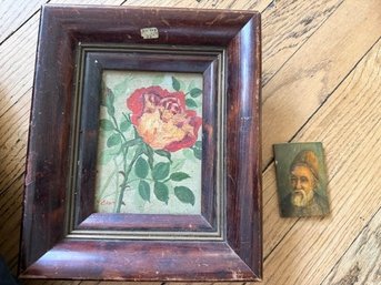 A Woodstock Workshop Studio Floral Painting And Mini Turkish Man On Board