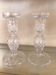 A Pair Of Crystal Waterford Candlesticks Alana