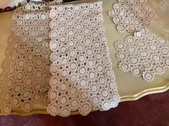 A Group Of 4 Beautiful Crocheted Doilies