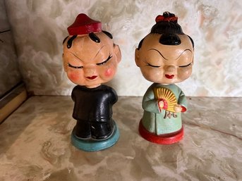 Retro Asian Couple Bobble Heads 1950's