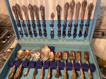 Silver Plate Service For 12 Plus Serving Pieces By WM Rodgers With Case