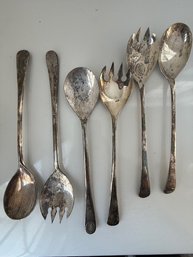 Three Sets Of Silver Plate Serving Utensils. Made In Italy And England