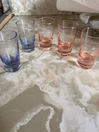 5 Pink And Blue Shot Glasses