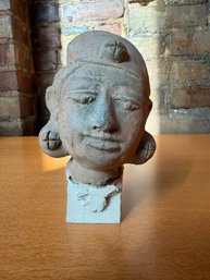 Terracotta Clay Head MAJAPAHIT PERIOD East Java, Indonesia On Base 6' HEIGHT
