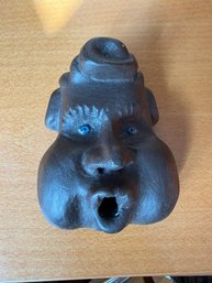 Handcrafted Chiflador A Wind God Carving Inlaid Blue Eyes, Mid Century