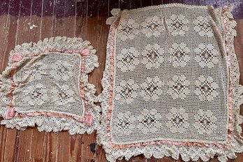 2 Pieces Of Crochet, Maybe Baby Planket And Pillow Cover