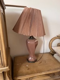 A Pair Of Mauve Colored Ceramic Table Lamps