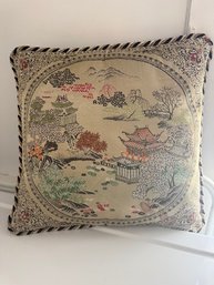 Stunning Asian Silk Pillow Approx 14' Square