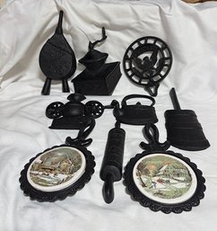 Group Of American Wrought Iron Trivets And Wall Hangings
