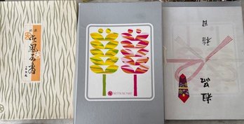 Exquisite Group Of Three Japanese Silk Scarves By  Mitsukoshi Early 1970's