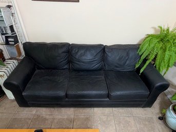Three Seater Leather Style Sofa Bed 85'L  X 37' Deep X 16' Seat Height