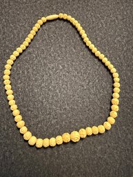 Carved Graduated Rose Vintage Necklace Approx 16