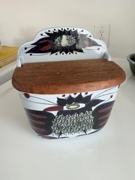 Royal Copenhagen Denmark Mid Century, Salt Box Ceramic With Wooden Top