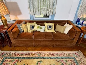 MCM Carlyle Sleeper 3 Seater Sofa In Cinnabar Velour, 89' L 32' Depth 18' Seat Height