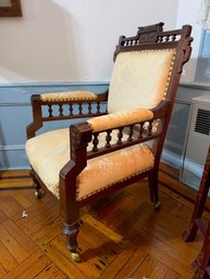 Eastlake, Aesthetic Movement, Upholstered Parlor Chair On Casters