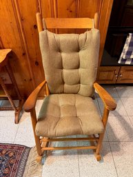 Oak Slat Back Rocking Chair With Cushions