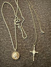 A Group Of Religious Necklaces,  Madonna And Cross,