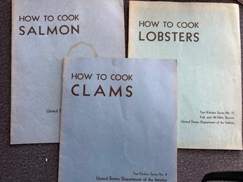 Three Seafood Cooking How To's US Dept Of Interior Test Kitchens 1964