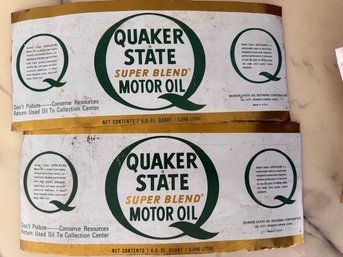 2 Metal Quaker State Super Blend Oil Signs