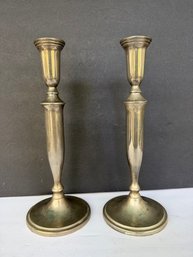 Vintage Silver Plate Possibly Part Pewter, Tall Candle Sticks