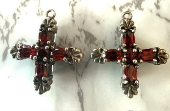 Double Sided Crystal And Silver Crosses?  X's? Ready For Earrings!