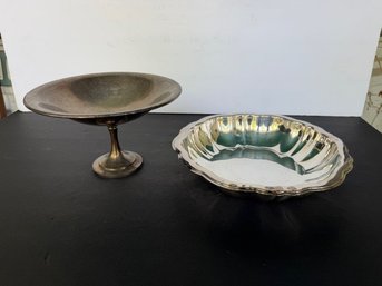 Two Silver Plate Candy Dishes  Wm Rogers Footed Dish