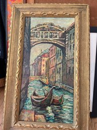 Venice Signed A. Blanchard Oil On Canvas Approx 10 X 20 Image Size