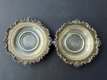 Sterling Silver Peruvian 1894 & 1895 Coin Dishes 5.6 Ounces