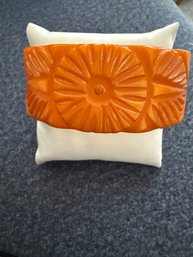 Wide Clasp Bakelite Bangle Bracelet Tangerine. Stunning!