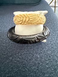 Floral Carved Bakelite Bracelets