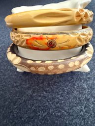 Group Of Three Carved Bakelite Bracelets