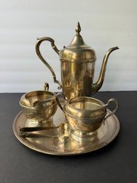 International Sterling Silver Tea Set 39.4 Ounces 4 Piece Set  Plus Tongs