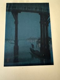 High Bridge At Night By Kobayashi Eijiro Early 1900's