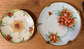 A Pair Of Limoges And Hand Painted Plates Early 1900's