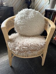 Woven Chair With Two Pillows, See Arm Photos