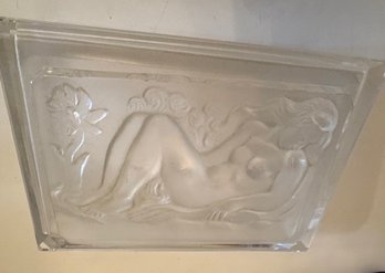 Frosted Czech Glass Box Woman Reclining Approx 5 X 7 See History In Photos