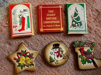 Six Holiday Ornaments Including The Night Before Christmas Group