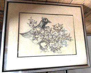Pen And Ink Birds Nov 1969 Chaim Gross Approx 11 X 14