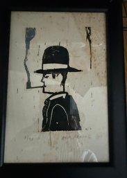Red Grooms 'man With Bowler' Woodcut Approx 6 X 10' 1960's 6/30