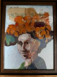 Benny Andrews 'Head Of A Woman' Painting On Board 1969 Approx 9 X 12