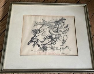 Chaim Gross 1963 Happy Chanukah Lithograph