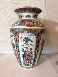 Japanese Hand Painted Famille Rose/medallion Rose Floor Vase Approx 20" 1 Of 2
