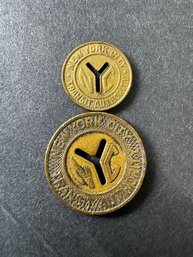 2 NYC Transit Authority Tokens (Y16)