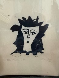 'queen Esther ' Woodcut Mimi Gross Grooms XVI  AP 2/5