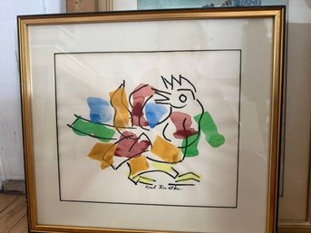 Karl Knaths Rooster Watercolor Early 1960's