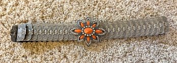 Coral And Crystals Colored Stones Metal Stretch Belt