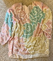 Sequined Roses In Pastels Size Large