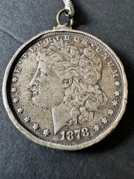 1878 Silver Morgan In Setting For Key Chain (Y25)