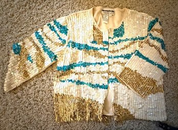 Joseph A Waves Sequined Shirt Jacket Size Large