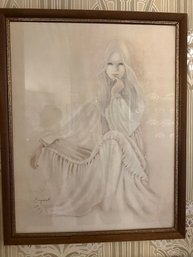 RARE ~ Large Margaret Kane Framed Litho  'innocence' 1970's Approx 30 X40'